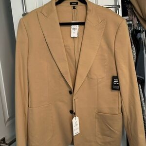 NWT Express Extra Slim Cotton Blend Camel/Light Tan Suit Jacket 44R